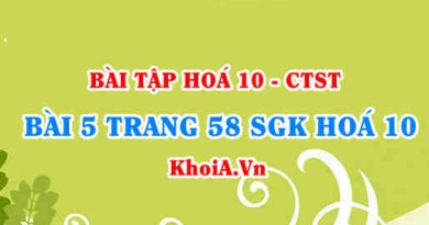 Bài 5 trang 58 SGK Hoá 10 Chân trời sáng tạo